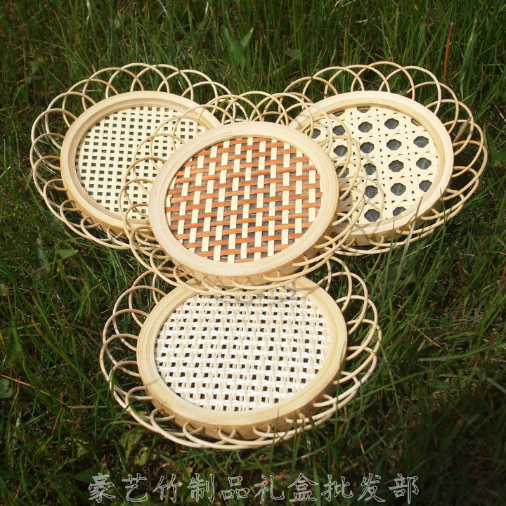 Tea Doug Zero-worthy natural bamboo cup cushion Round cushion Gongfu Tea Tea Road Accessories Cup Mat Bamboo Chicao Tea Water Cup Mat shelf