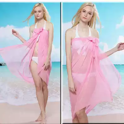 Silk scarves summer sunscreen women's long version of new boutique thin scarf seaside beach towel shawl dual use gauze scarf oversized shawl