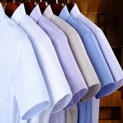 Mùa hè cotton không-sắt nam ngắn tay áo sơ mi XL sọc chuyên nghiệp dụng cụ kinh doanh phù hợp với nam giới của bông áo sơ mi