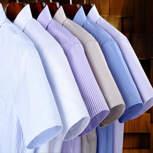 Mùa hè cotton không-sắt nam ngắn tay áo sơ mi XL sọc chuyên nghiệp dụng cụ kinh doanh phù hợp với nam giới của bông áo sơ mi áo sơ mi tay ngắn