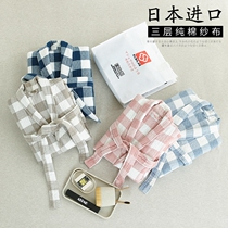 Japan imported three-layer gauze hotel bathrobe for men and women Adult cotton autumn and winter thickened absorbent couple bathrobe