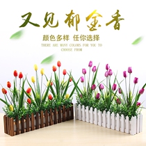 Simulation plant potted indoor living room fake green plant fence decoration fake flower decoration Tulip set partition