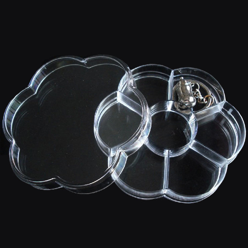 7 Lattice Containing Box Round Transparent Box Small Box Covered Plastic Box Ornament Box Pillbox Wholesale