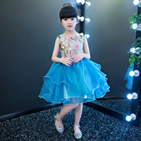 Cô gái ăn mặc công chúa váy pettiskirt trẻ em hoa cổ tích máy chủ váy váy hoa cô gái cho thấy hiệu suất quần áo mùa xuân và mùa hè quần áo trẻ em cao cấp