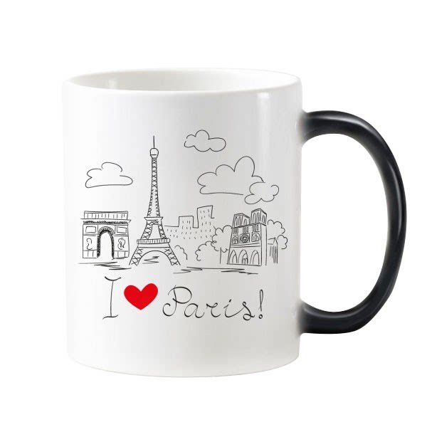 Paris, France, Eiffel Tower, scenic spot, ceramic mug, heated discoloration, coffee cup, milk cup, water cup