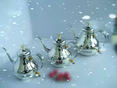 Thickened 304 stainless steel small bubble teapot filter boiling water jug fine mouth long mouth tea making process induction cooker pot