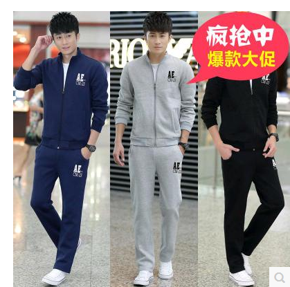 春秋季男士运动服套装中老年大码纯棉休闲卫衣爸爸装跑步服三件套