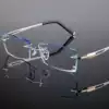 Korea diamond cut edge glasses frameless pure titanium myopia glasses male color-changing myopia glasses Finished myopia glasses Ultra-light