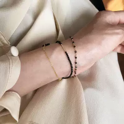 TWOR handmade natural crystal black spikes collection American 14K gold gold note gold hand earrings choker