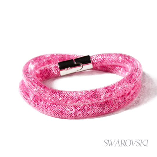 【SWAROVSKI】施华洛世奇 Stardust 星尘双圈手环(桃红色)