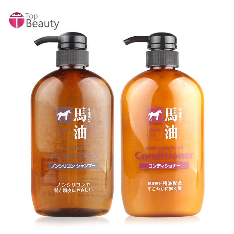 日本 horse oil 熊野油脂无硅养护弱酸性马油洗护套装