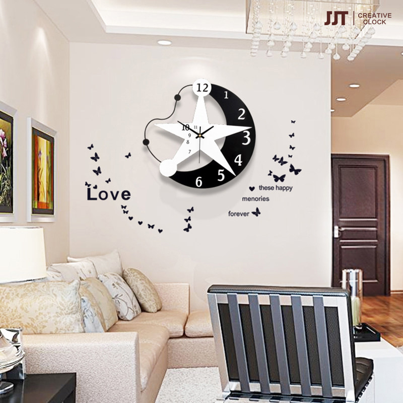 Creative modern minimalist fashion Clock hanging clock Living room Cartoon cute children's room New clock muted decorative bell-Taobao