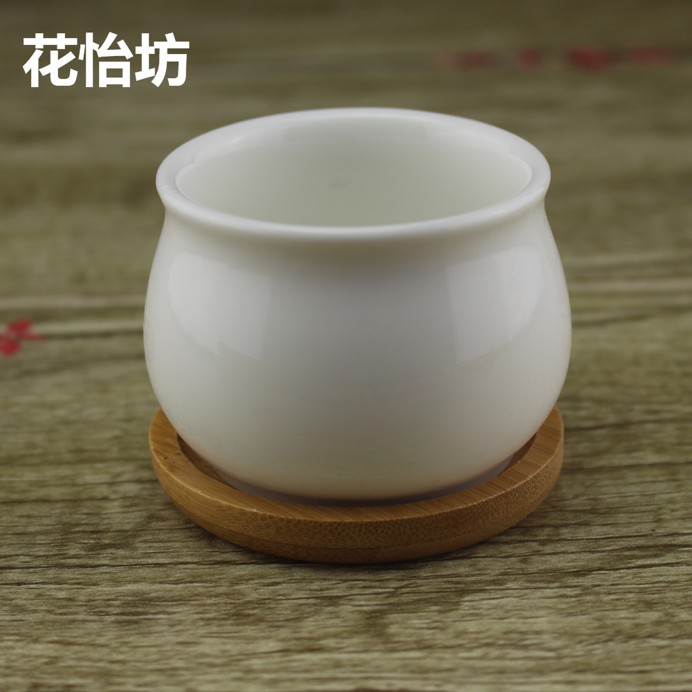 zakka多肉花盆 陶瓷多肉盆 简约白色创意迷你多肉陶瓷 圆肚形花缸