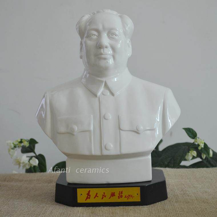 Dehua White Porcelain Mao Zedong Ceramic Bust Ornament Creative Simple Home Living Room Office Jewelry Feng Shui Buddha Statue