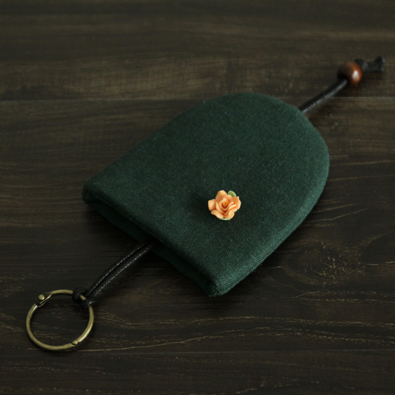 Drawstring Key Case Fabric Pull-Out Key Case Anti-theft Door Car Remote Control Key Protector Ladies