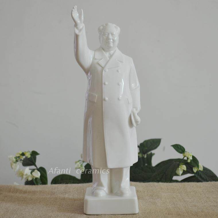 Dehua white ceramic Mao Zedong Whole body wiring office living room desktop decoration to ensure a safe Buddha statue