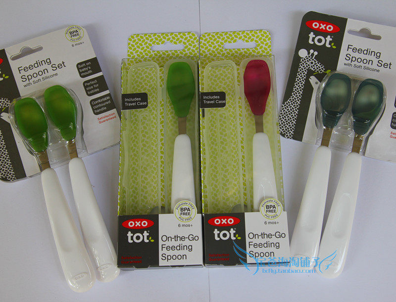 Flush Cabin American OXO Tot Baby Stainless Steel Silicone Gel Soft Head Spoon Non-slip Handle Spoon Baby Eat Cutlery