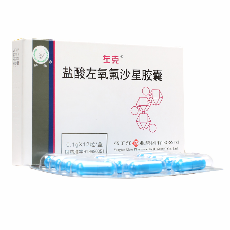 护佑 左克 盐酸左氧氟沙星胶囊 0.1g*12粒/盒
