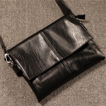 Retro backpack shoulder bag Fashion mens leather bag Casual sports oblique messenger bag Simple student satchel iPad bag