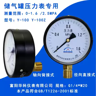 A Hangzhou Fuyang Huake pressure gauge gas storage tank radial axial barometer Y100Z Yongyi instrument