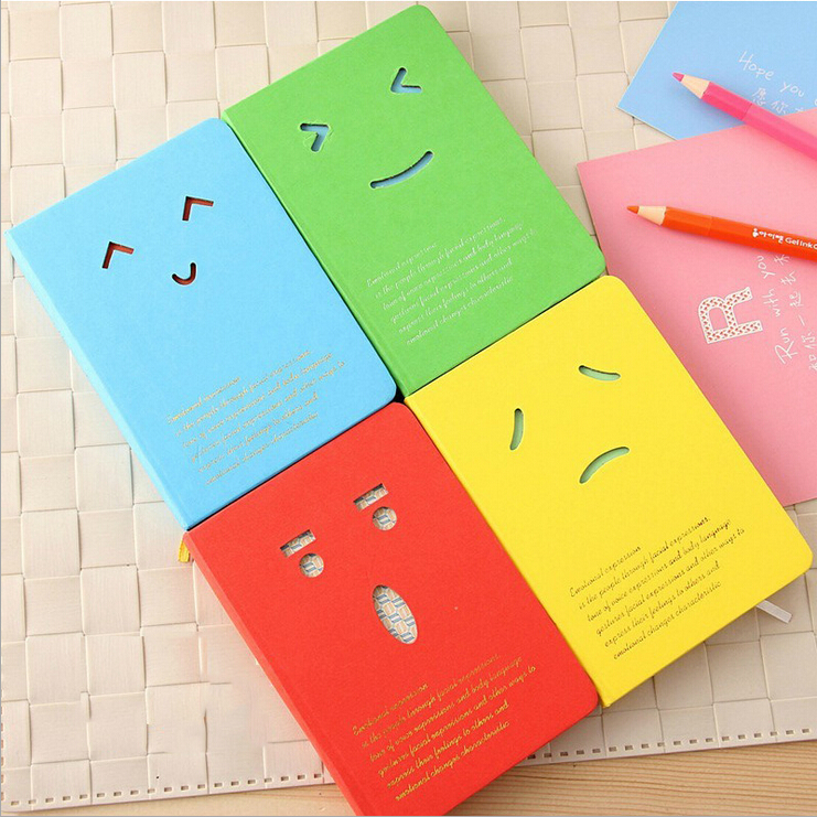 64K cute expression hardface transcript notepad 5 color (expression different) day scorebook