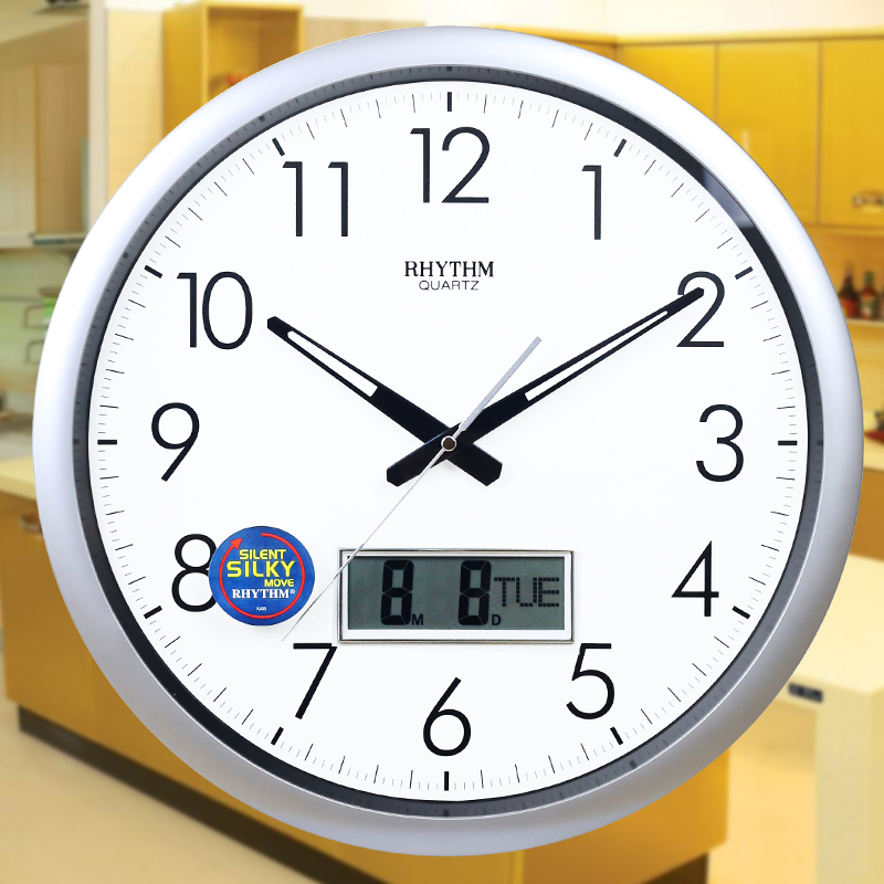 RHYTHM Livocal hanging bell sitting room bedroom mute modern minimalist liquid crystal calendar fashion clock CFG702 -Taobao