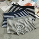 2 dải sọc đồ lót nam Nhật Bản đơn giản giữa eo cotton boxer thanh niên thời trang thoáng khí boxer quần lót cạp cao Giữa eo