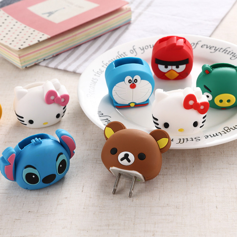 iPhone Phone charging head protective sleeve charger protective sheath Cartoon silica gel National line USB charger head shell