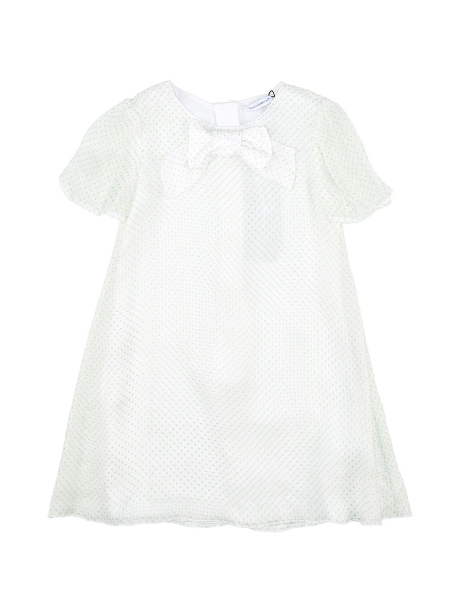 Dolce&Gabbana 白色绿波点雪纺连衣裙