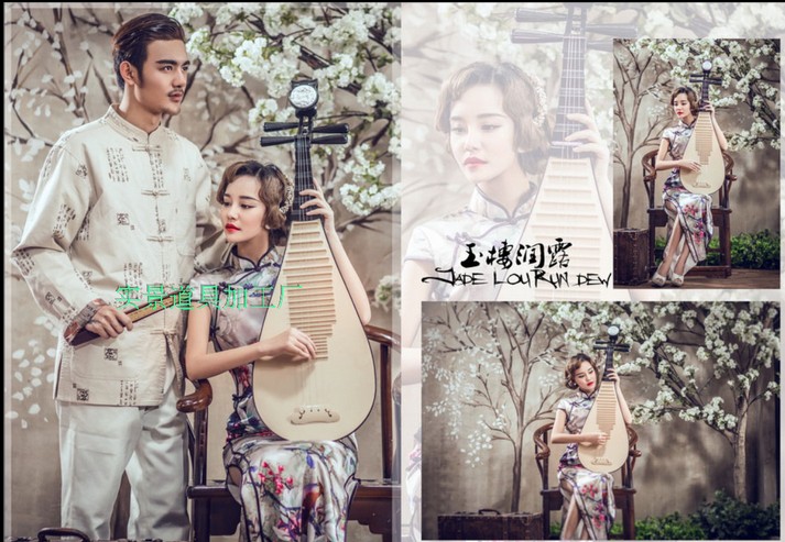 Plastic simulation pipa plate women's square costume photography dance table performance adult wedding photography props