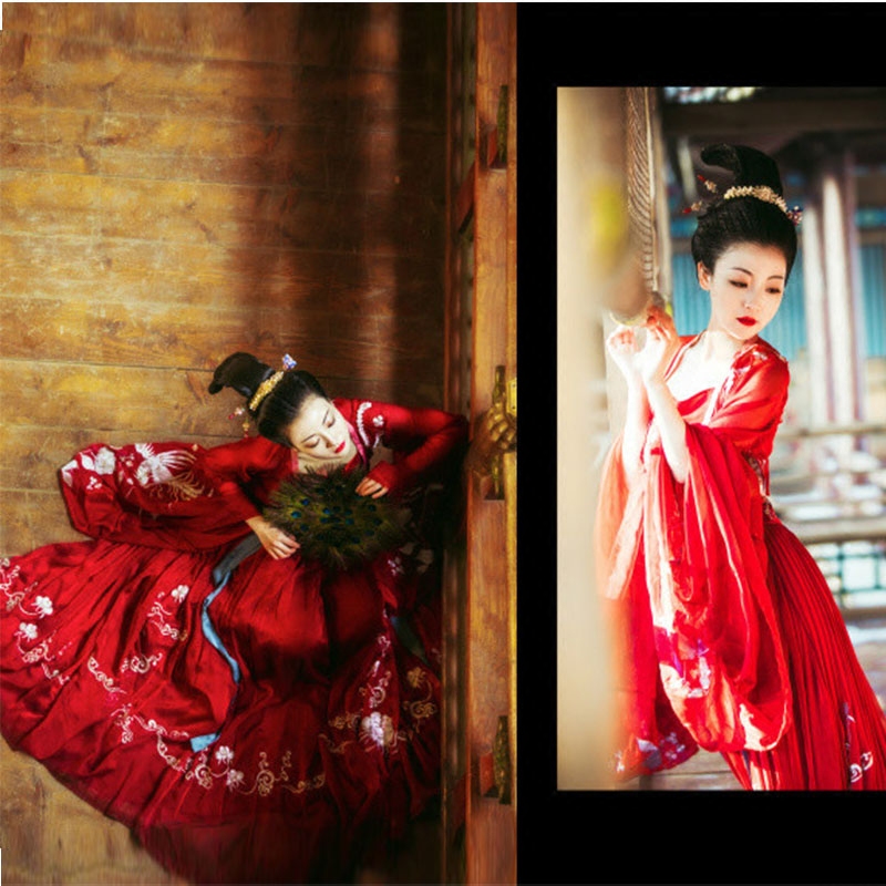Photo studio photography wedding Hanfu Chinese costume costume wedding dress big red Han Tang wedding gorgeous trailing female costume wedding