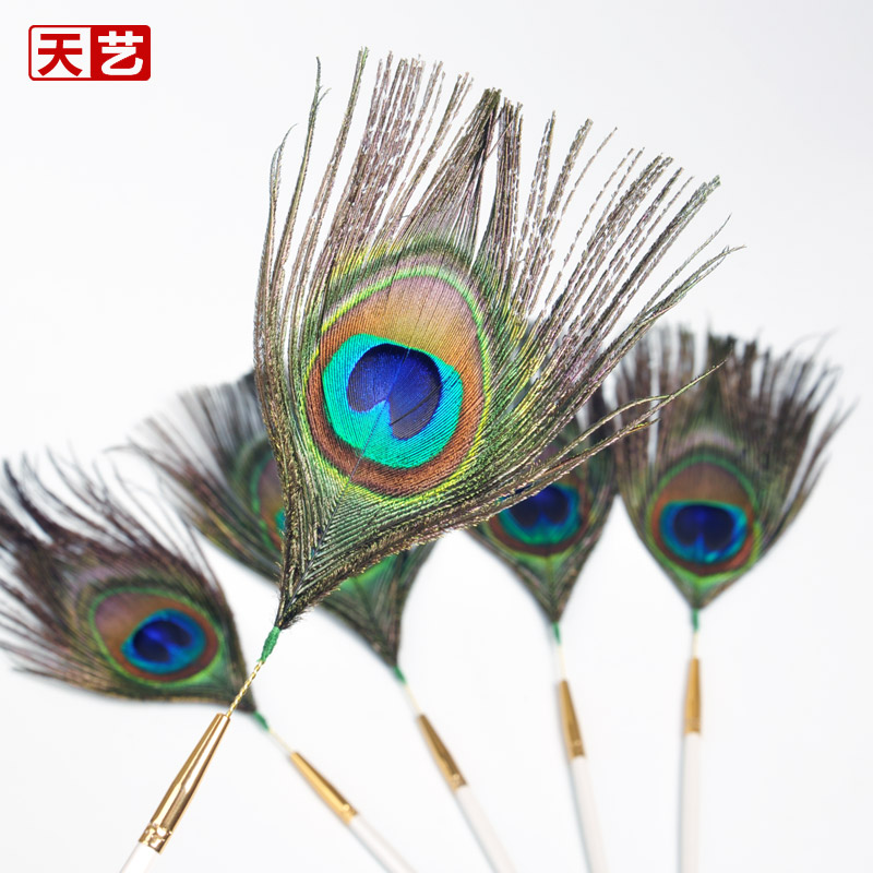 天艺珍珠白木柄印度孔雀毛采耳工具掏耳朵工具耳勺SPA用耳毛单支