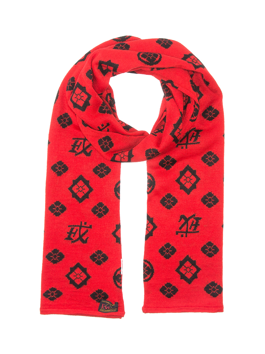Evisu 大红色字体花纹围巾
