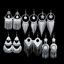 Dong earrings long tassel hypoallergenic ethnic wind Guizhou Yunnan Guangxi ethnic minority earrings Stage earrings