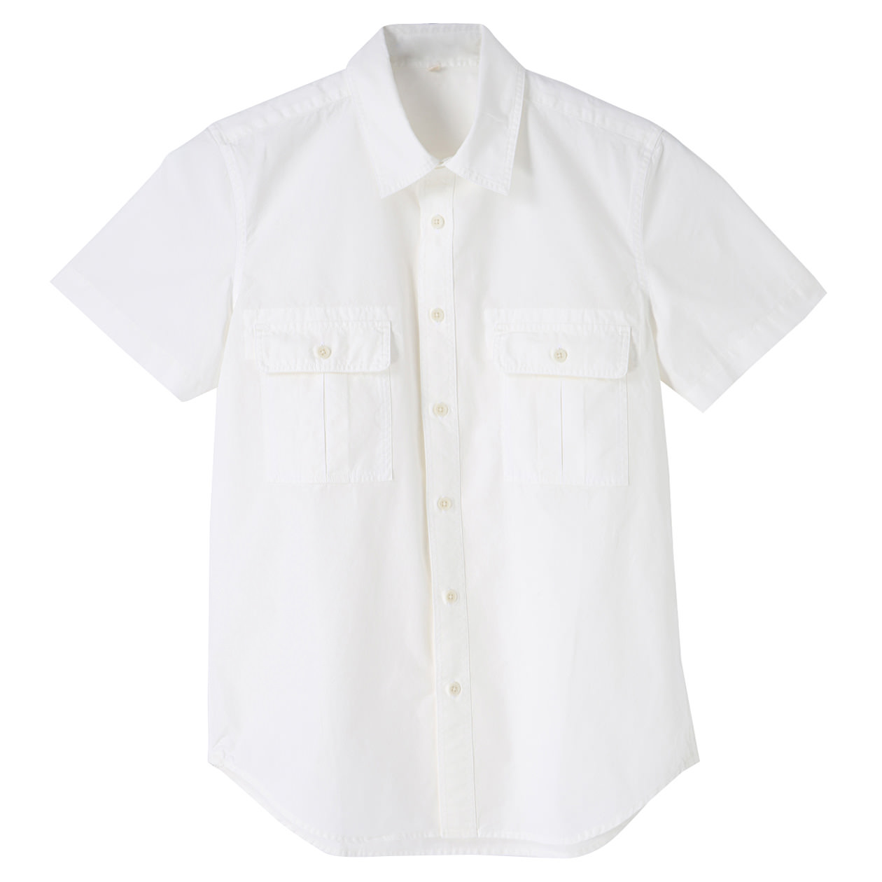 无印良品MUJI 男式 棉平纹双口袋短袖衬衫