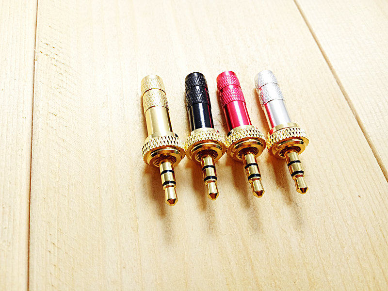 3.5mm立体声 内螺纹锁紧 吉他音频头 纯铜镀金尾孔4mm 小三芯插头