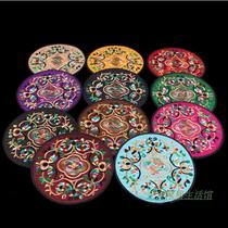 Large Coaster Teapot Mat 20cm Ethnic Embroidery Fine Fabric Anti-Slip Mat Insulated Anti-scalding Plate Tea Set Mat