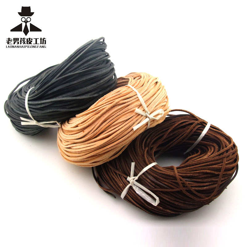 Cowskin Rope Square Leather Rope Braided Rope Flat Leather Rope DIY Handmade Jewelry Hanging Chain Hand-made Cowskin Rope