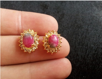Pink Peach Blossom Jade Earnilles Ear Stitch Accessories LOVE COLOR JADE EARRINGS