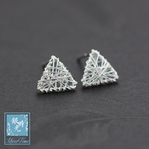 Silver time S925 sterling silver earrings triangle earrings creative personality fashion men and women couples earrings