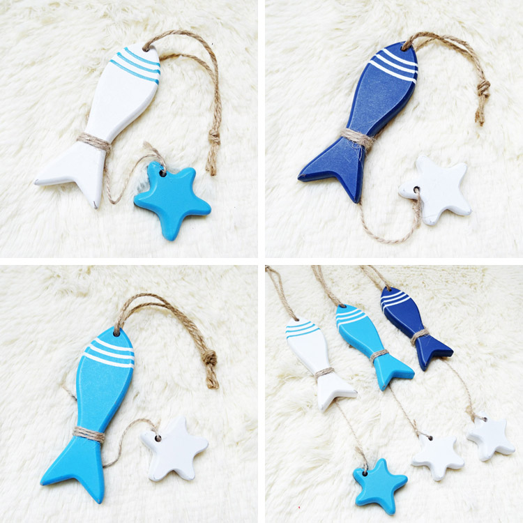 Special offer Mediterranean decorative ornaments, sea fish, wooden pendants, simple and modern pastoral starfish string ornaments