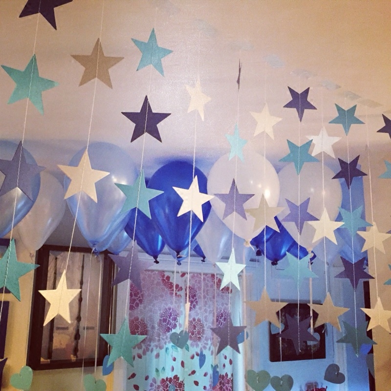 Five-pointed star pull flower birthday party decoration one year one hundred days dress up kindergarten layout wedding room decoration star pull flag