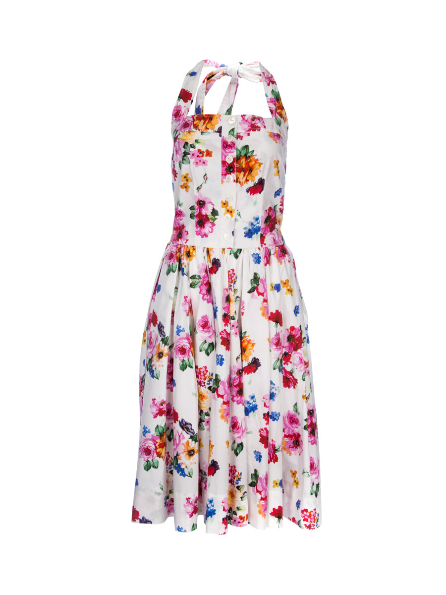 Dolce&Gabbana 彩色印花挂脖连衣裙