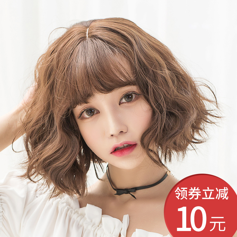 假发女短发蓬松修脸逼真自然韩国空气刘海短卷发bobo头奶奶灰