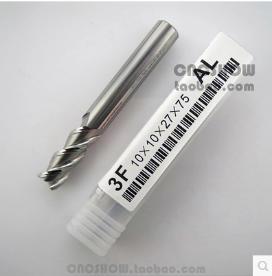 Three-edged aluminium with tungsten steel vertical milling cutter CARBIDE END MILLS 3F-10 * 10 * 27 * 75 aluminium