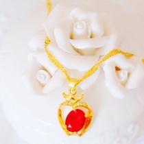 Christmas Eve Christmas gift to girlfriend gold apple Ruby pendant necklace plated 18K gold jewelry Vietnamese sand gold