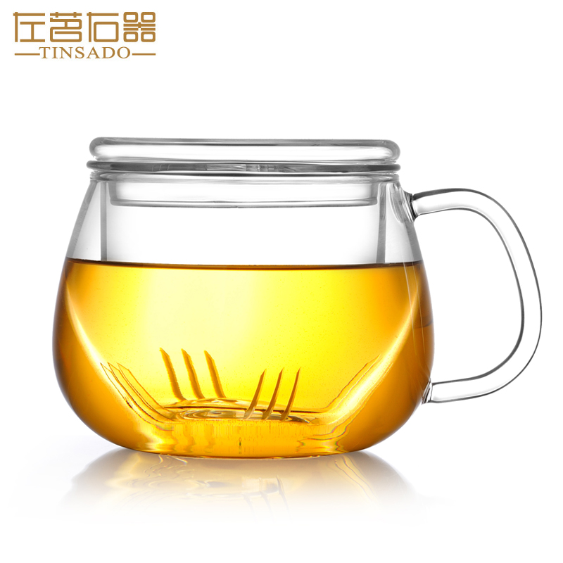 ZuoMing right device filtration separation tea cups with round boring glass to make tea with cover three cups of 500 ml