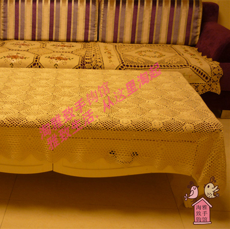 Amoy elegant pure hand crochet hook flower cotton thread lace hollow woven table mat coaster tablecloth tablecloth multi-color custom