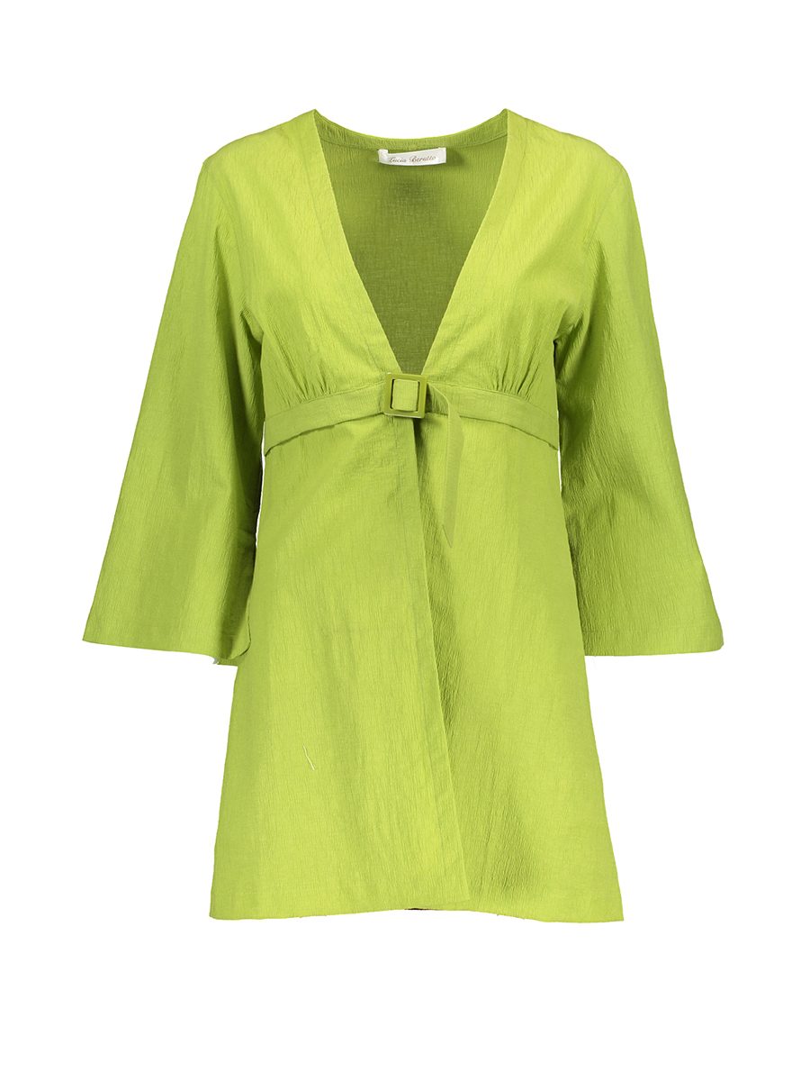 Lucia Berutto 绿色束腰七分袖开襟上衣