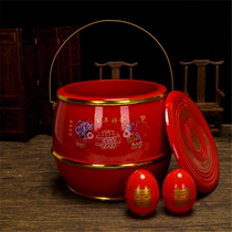 Childrens bucket Wedding wedding woman bride dowry supplies Solid wood large single bucket toilet Red childrens bucket